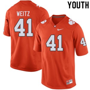 Youth Jonathan Weitz Orange Clemson University College Football #41 Jersey 974931-810