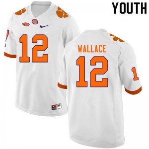 Youth K'Von Wallace White Clemson College Football #12 Jersey 127965-433