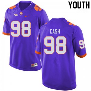 Youth Logan Cash Purple Clemson National Championship College Football #98 Jersey 519257-518