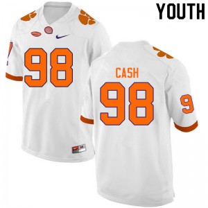 Youth Logan Cash White Clemson National Championship College Football #98 Jersey 701028-179