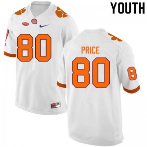 Youth Luke Price White Clemson University College Football #80 Jersey 744535-816
