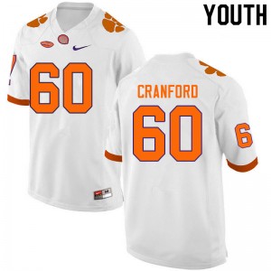 Youth Mac Cranford White Clemson University College Football #60 Jersey 502815-659