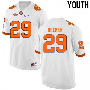 Youth Michael Becker White Clemson University College Football #29 Jersey 237809-226