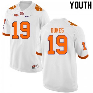 Youth Michel Dukes White Clemson College Football #19 Jersey 449630-618