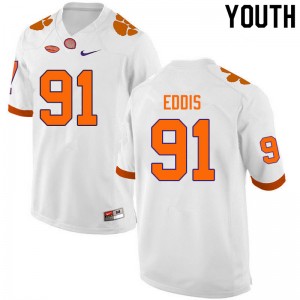 Youth Nick Eddis White Clemson University College Football #91 Jersey 341901-293