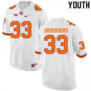 Youth Ruke Orhorhoro White Clemson University College Football #33 Jersey 188113-318