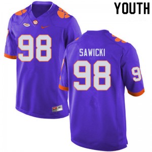 Youth Steven Sawicki Purple Clemson National Championship College Football #98 Jersey 336062-737