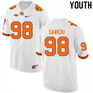Youth Steven Sawicki White Clemson College Football #98 Jersey 138411-384