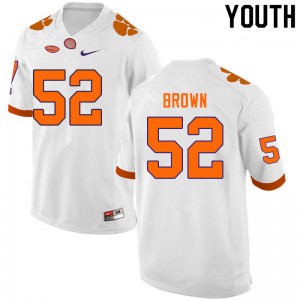 Youth Tyler Brown White Clemson College Football #52 Jersey 454200-710