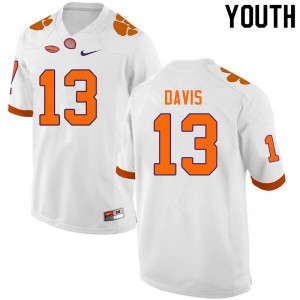 Youth Tyler Davis White Clemson Tigers College Football #13 Jersey 531169-265