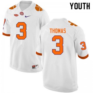 Youth Xavier Thomas White Clemson Tigers College Football #3 Jersey 512087-887