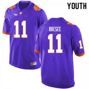 Youth Bryan Bresee Purple Clemson University College Football #11 Jersey 453159-265