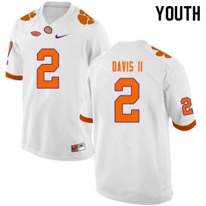 Youth Fred Davis II White Clemson Tigers College Football #2 Jersey 785239-523