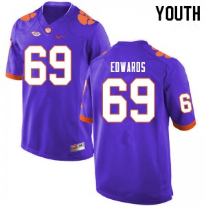 Youth Jacob Edwards Purple Clemson College Football #69 Jersey 521792-745
