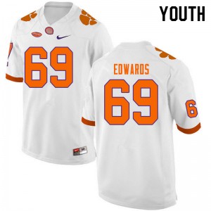 Youth Jacob Edwards White Clemson University College Football #69 Jersey 454842-325