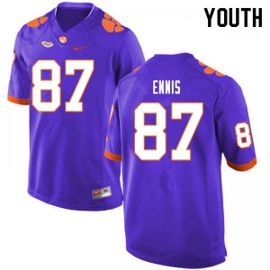 Youth Sage Ennis Purple Clemson University College Football #87 Jersey 906717-400