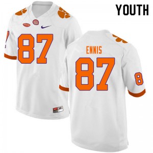 Youth Sage Ennis White Clemson Tigers College Football #87 Jersey 275016-188