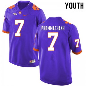 Youth Taisun Phommachanh Purple Clemson Tigers College Football #7 Jersey 582427-269