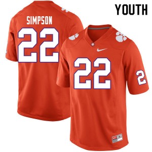 Youth Trenton Simpson Orange Clemson Tigers College Football #22 Jersey 596096-682