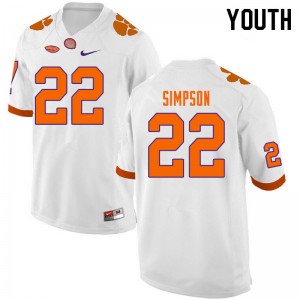 Youth Trenton Simpson White Clemson National Championship College Football #22 Jersey 620386-369