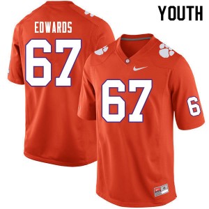 Youth Will Edwards Orange Clemson National Championship College Football #67 Jersey 306106-482