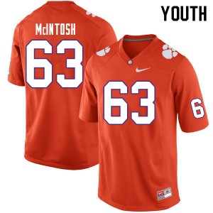 Youth Zac McIntosh Orange Clemson University College Football #63 Jersey 857498-117