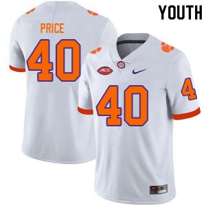 Youth Luke Price White Clemson National Championship College Football #40 Jersey 783708-870