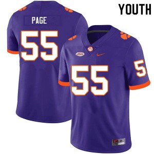 Youth Payton Page Purple Clemson Tigers College Football #55 Jersey 136724-490