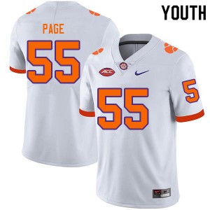Youth Payton Page White Clemson Tigers College Football #55 Jersey 465707-488
