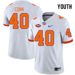 Youth Brodey Conn White Clemson University College Football #40 Jersey 216483-644