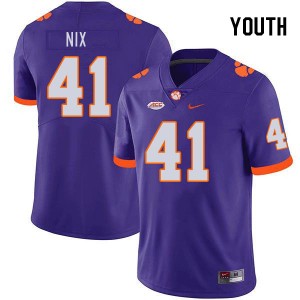 Youth Caleb Nix Purple Clemson College Football #41 Jersey 995489-265