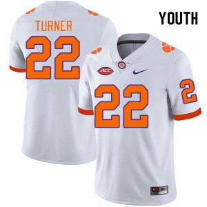 Youth Cole Turner White Clemson College Football #22 Jersey 632287-925