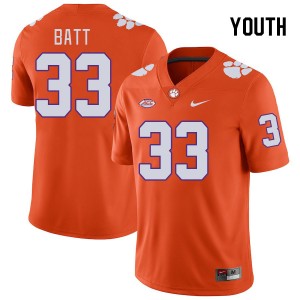 Youth Griffin Batt Orange Clemson Tigers College Football #33 Jersey 146345-105