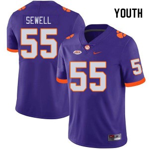 Youth Harris Sewell Purple Clemson University College Football #55 Jersey 501848-206