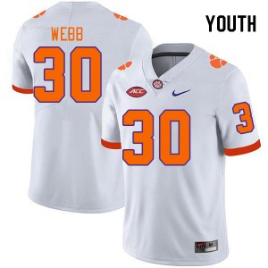 Youth Kylen Webb White Clemson College Football #30 Jersey 780968-101
