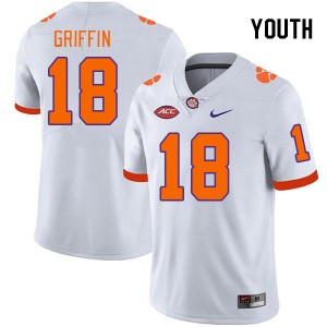 Youth Kylon Griffin White Clemson University College Football #18 Jersey 338670-957