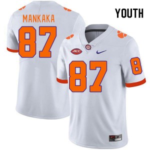 Youth Michael Mankaka White Clemson National Championship College Football #87 Jersey 860825-562