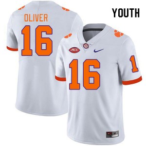 Youth Myles Oliver White Clemson University College Football #16 Jersey 497226-750