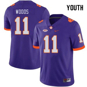 Youth Peter Woods Purple Clemson College Football #11 Jersey 581217-184