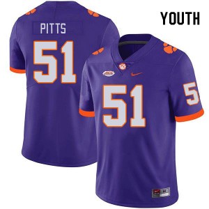 Youth Peyton Pitts Purple Clemson National Championship College Football #51 Jersey 609617-651