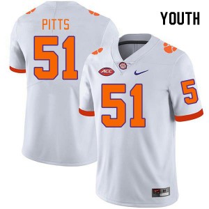 Youth Peyton Pitts White Clemson University College Football #51 Jersey 376310-106