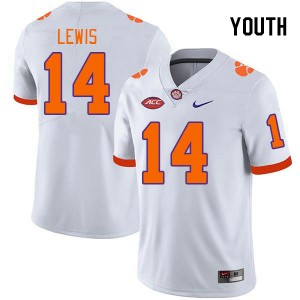 Youth Shelton Lewis White Clemson University College Football #14 Jersey 408392-278