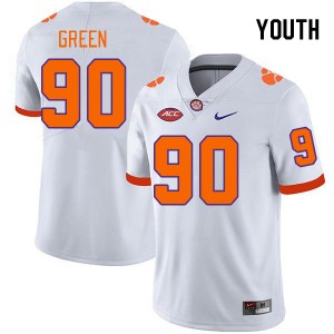 Youth Stephiylan Green White Clemson Tigers College Football #90 Jersey 256580-382