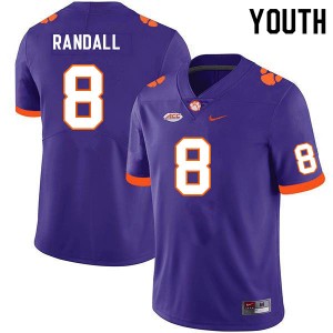 Youth Adam Randall Purple Clemson Tigers College Football #8 Jersey 383399-674