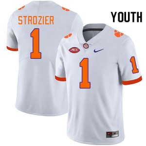 Youth Branden Strozier White Clemson University College Football #1 Jersey 290492-284