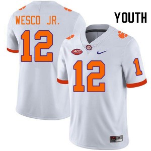 Youth Bryant Wesco Jr. White Clemson Tigers College Football #12 Jersey 519570-246