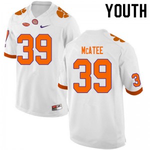 Youth Bubba McAtee White Clemson Tigers College Football #39 Jersey 728190-494
