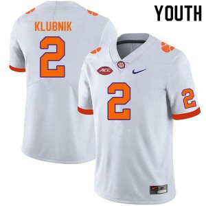 Youth Cade Klubnik White Clemson College Football #2 Jersey 842580-455