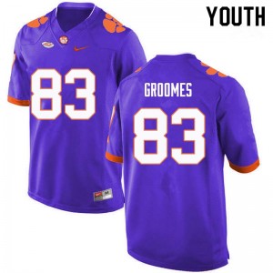 Youth Carter Groomes Purple Clemson Tigers College Football #83 Jersey 924042-954