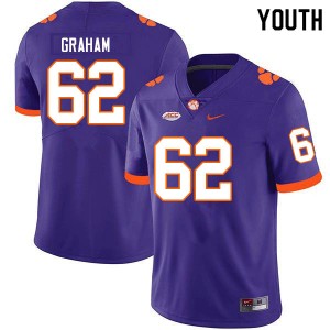 Youth Connor Graham Purple Clemson College Football #62 Jersey 735425-373